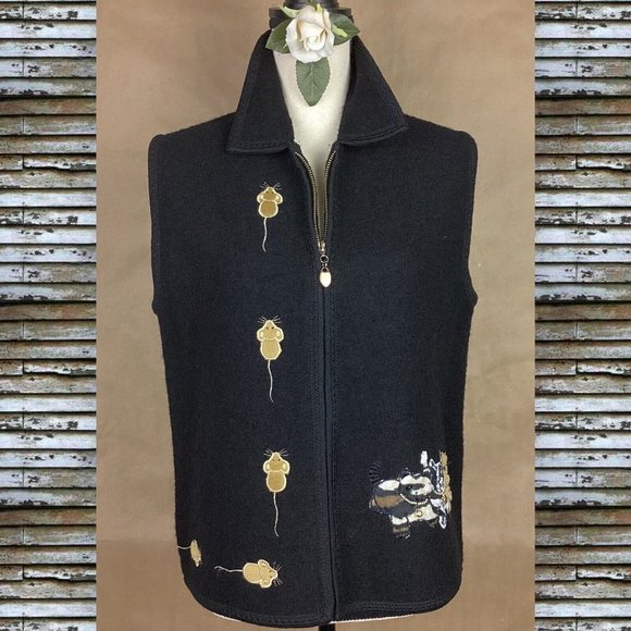 Whales Friends Vintage Wool Novelty Vest - Picture 1 of 8
